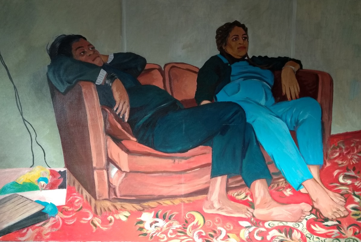 relaxed womens_Öl auf Leinwand 150x100 cm